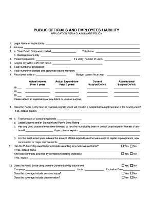 Public Officials and Employees Liability Application