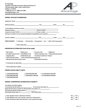 Liquor Liability Insurance Application