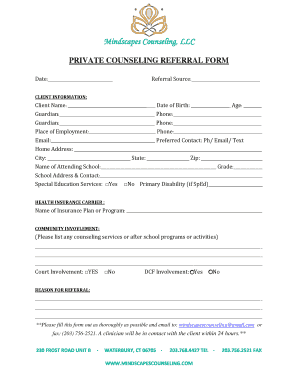 Private Counseling Referral Form