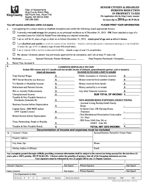 Senior Citizen and Disabled Property Tax Reduction Application