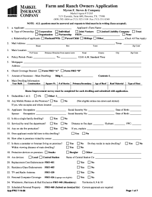 Farm and Ranch Owners Application