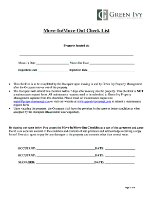 Move-In/Move-Out Checklist