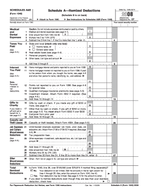Schedule A&B Itemized Deductions Form 1040