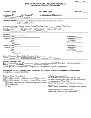 Individualized Education Program (IEP) Form