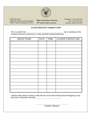 12-Step Meeting Verification Form