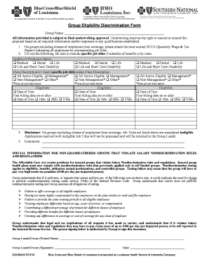 Group Eligibility Discrimination Form