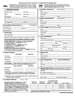 Michigan Asbestos Renovation/Demolition Notification