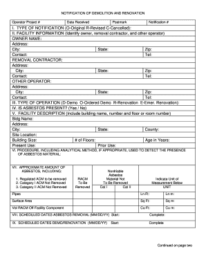 Notification of Demolition and Renovation
