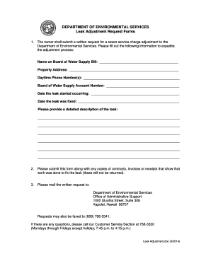 Hawaii Leak Adjustment Request Form