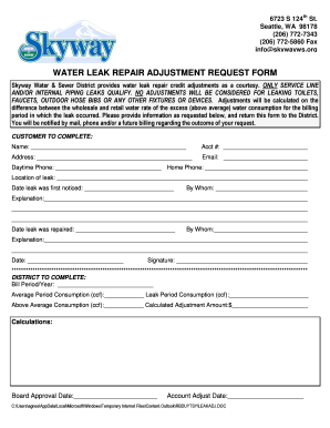 Water Leak Adjustment Request Form - Skyway Water - skywayws