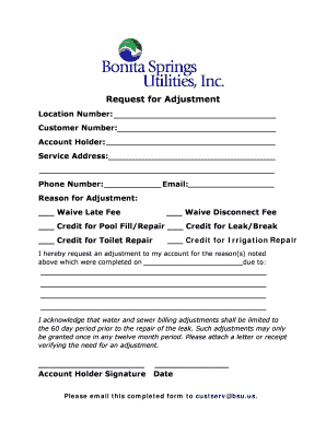 Request for Adjustment Form