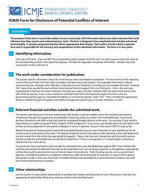 ICMJE Form for Disclosure of Potential Conflicts of Interest
