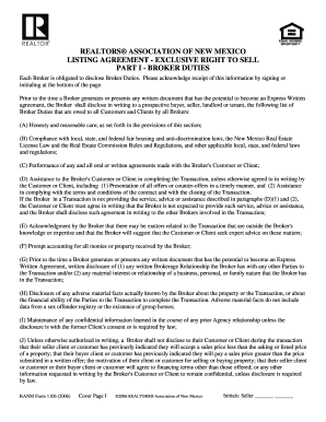 New Mexico Exclusive Right to Sell Listing Agreement