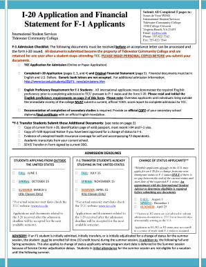 Tidewater Community College I-20 Application