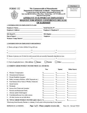 Massachusetts Form 132 Affidavit
