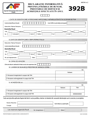 Romanian VAT Declaration Form 392B