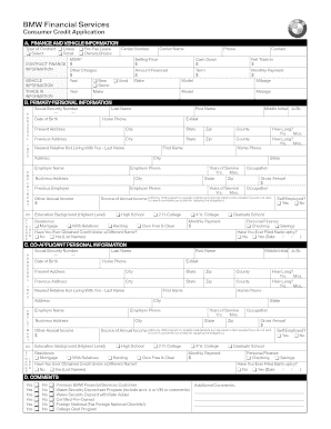 BMW Financial Services Consumer Credit Application