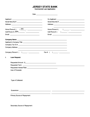 Jersey State Bank Commercial Loan Application
