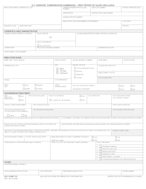 South Carolina Workers' Compensation First Report of Injury or Illness