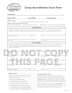 Camp Accreditation Score Form