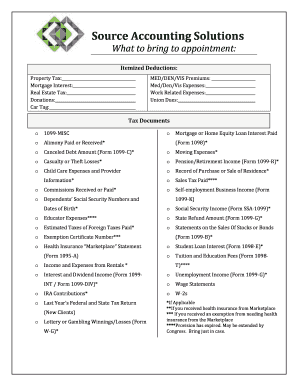 US Tax Appointment Checklist