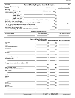 Rent and Royalty Property General Information Form