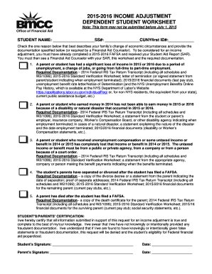 2015-2016 Income Adjustment Form