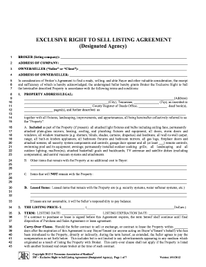 Exclusive Right to Sell Listing Agreement