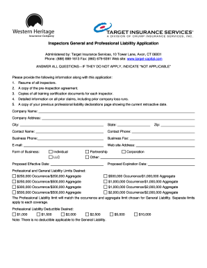 Inspectors General and Professional Liability Application