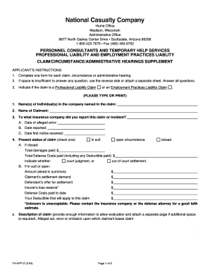 Professional Liability Claim Form