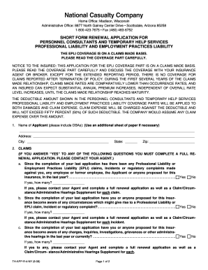 Short Form Renewal Application for Personnel Consultants and Temporary Help Services
