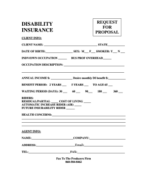Disability Insurance Proposal Form