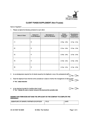 Client Funds Supplement Form