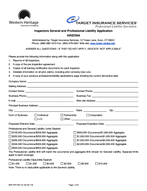 Inspectors General and Professional Liability Application