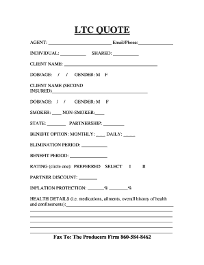 Long Term Care Insurance Quote Form