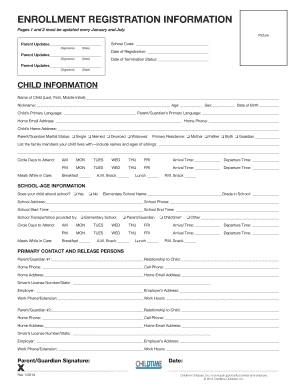 Child Enrollment Registration Form