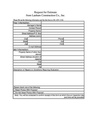 Request for Estimate