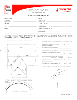 Roof Estimate Checklist