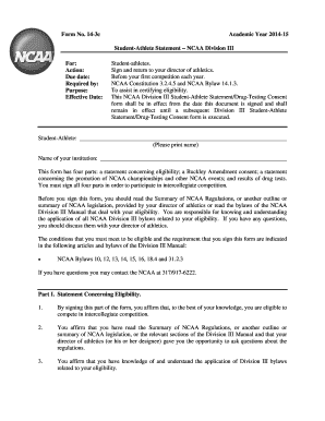 NCAA Division III Student-Athlete Statement Form