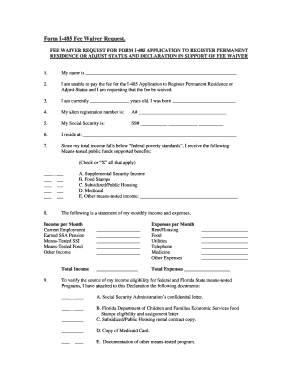 Form I-485 Fee Waiver Request