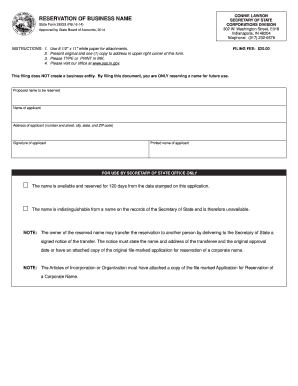 Indiana Business Name Reservation Form