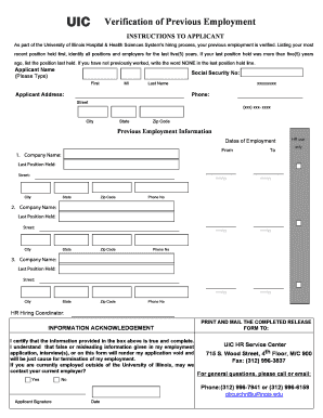 Verification of Previous Employment
