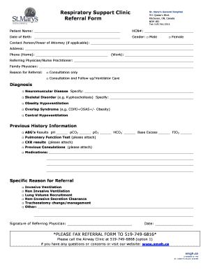Respiratory Support Clinic Referral Form