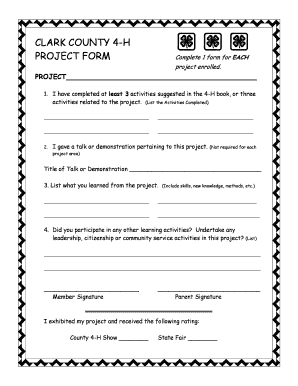 Clark County 4-H Project Form