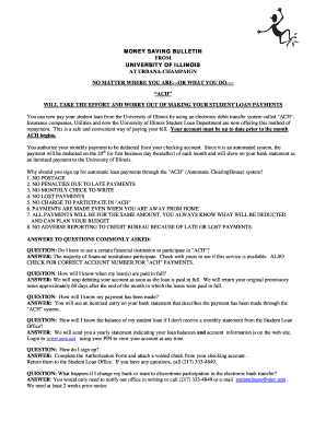 University of Illinois Student Loan ACH Authorization Form