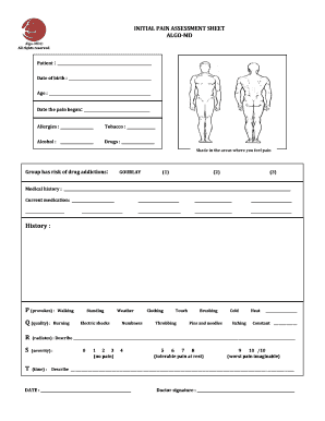 Initial Pain Assessment Sheet