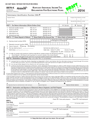 Kentucky Individual Income Tax Declaration for Electronic Filing