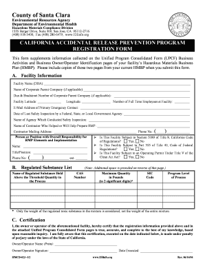 California Accidental Release Prevention Program Registration Form