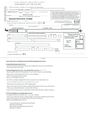 University of the Pacific Registration Form