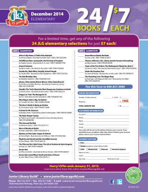 Junior Library Guild Book Order Form